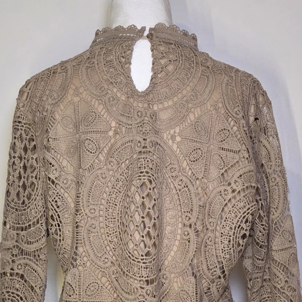 Ultra Light Tan Crochet Lace Top - Picture 6 of 7